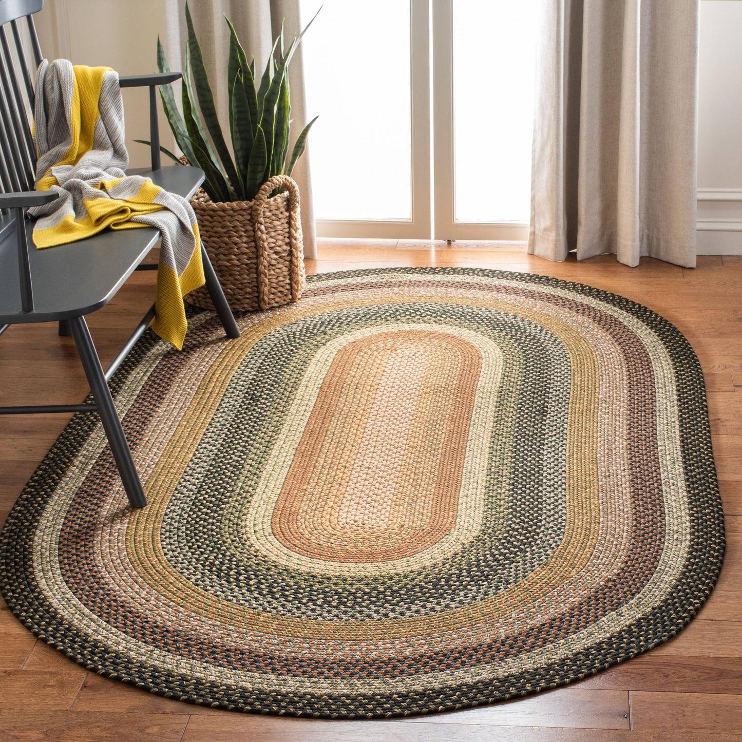 Safavieh Braided Blue/Multi Area Rug; Oval 5' x 8' - Product image 1