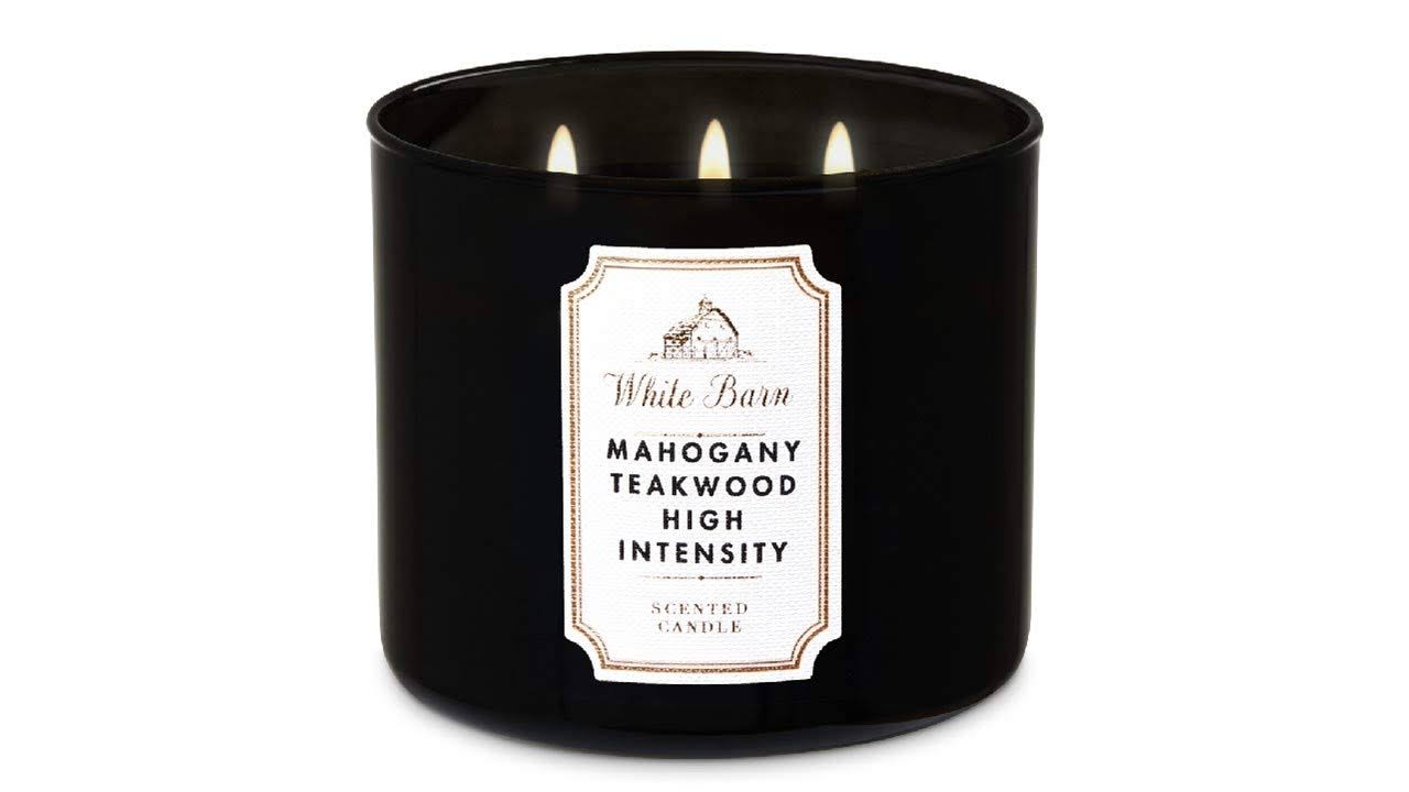 Bath & Body Works White Barn 3-Wick Candle in Mahogany Teakwood High Intensity - Product image 1