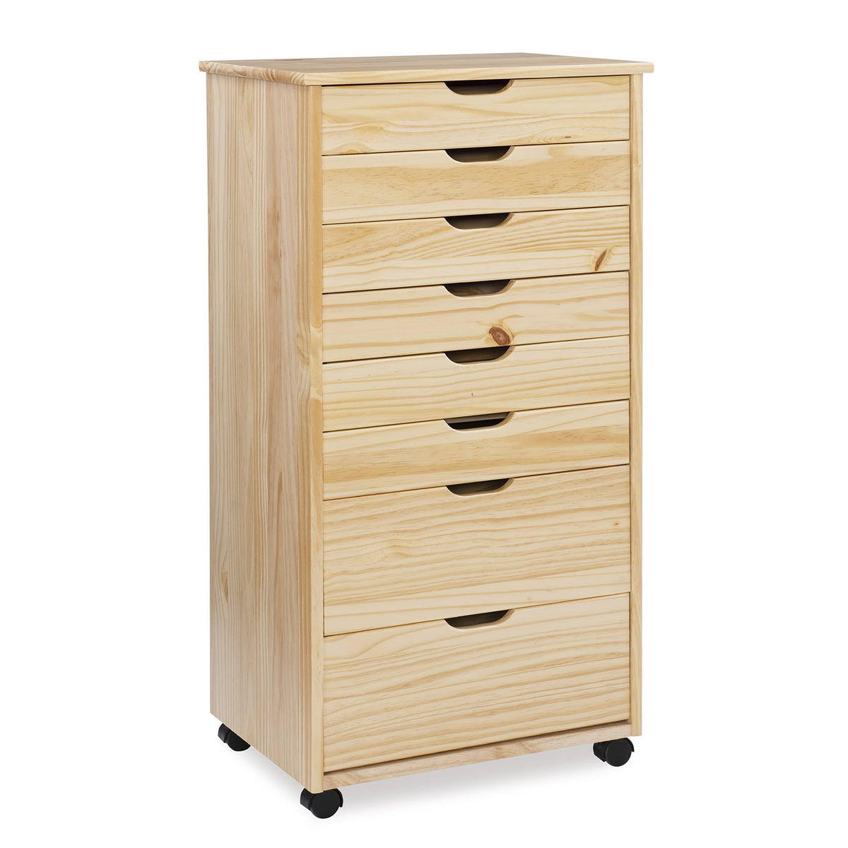 Linon Home Decor Products Corinne Eight Drawer Storage, Natural Rolling Cart - Product image 1