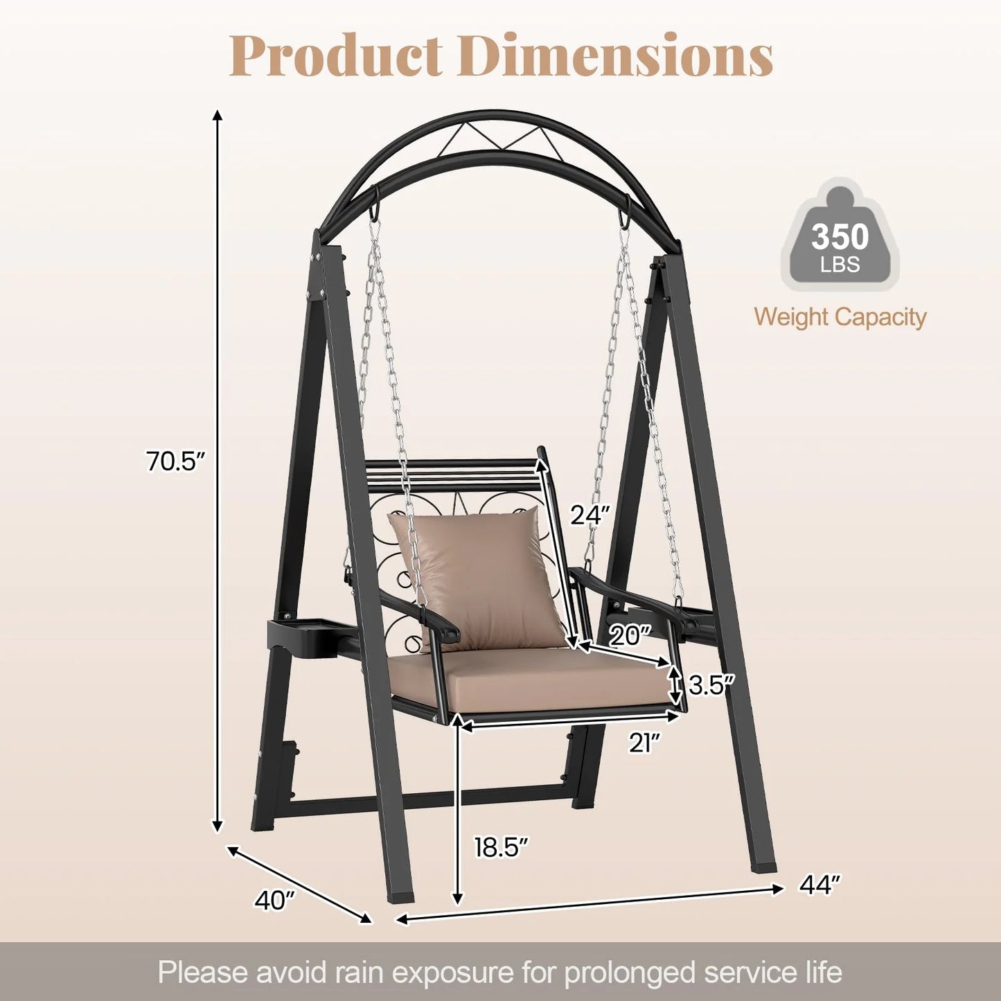 Tangkula Outdoor Patio Swing with Heavy-Duty Metal Frame - Product image 3