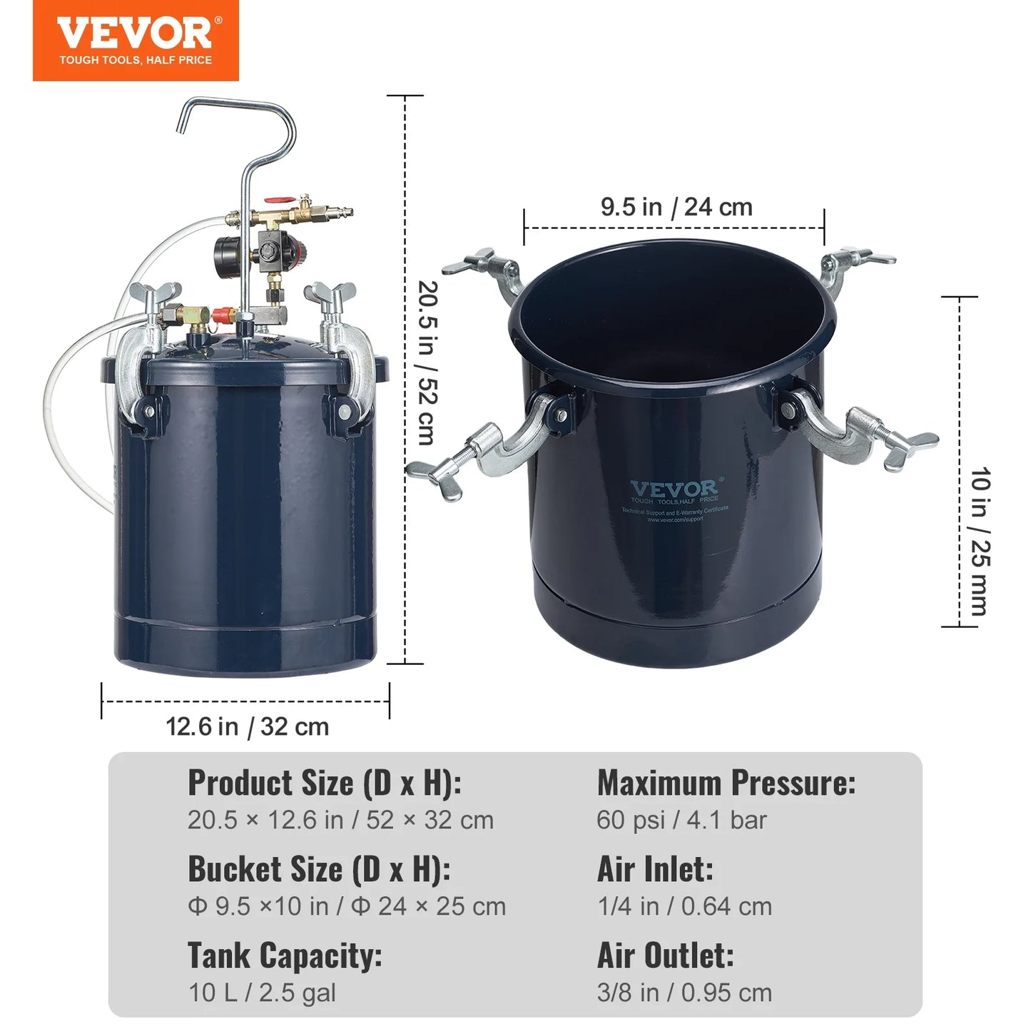 SKYSHALO Spray Paint Pressure Pot Tank, 10 L/2.5gal Air Paint Pressure Pot - Product image 7