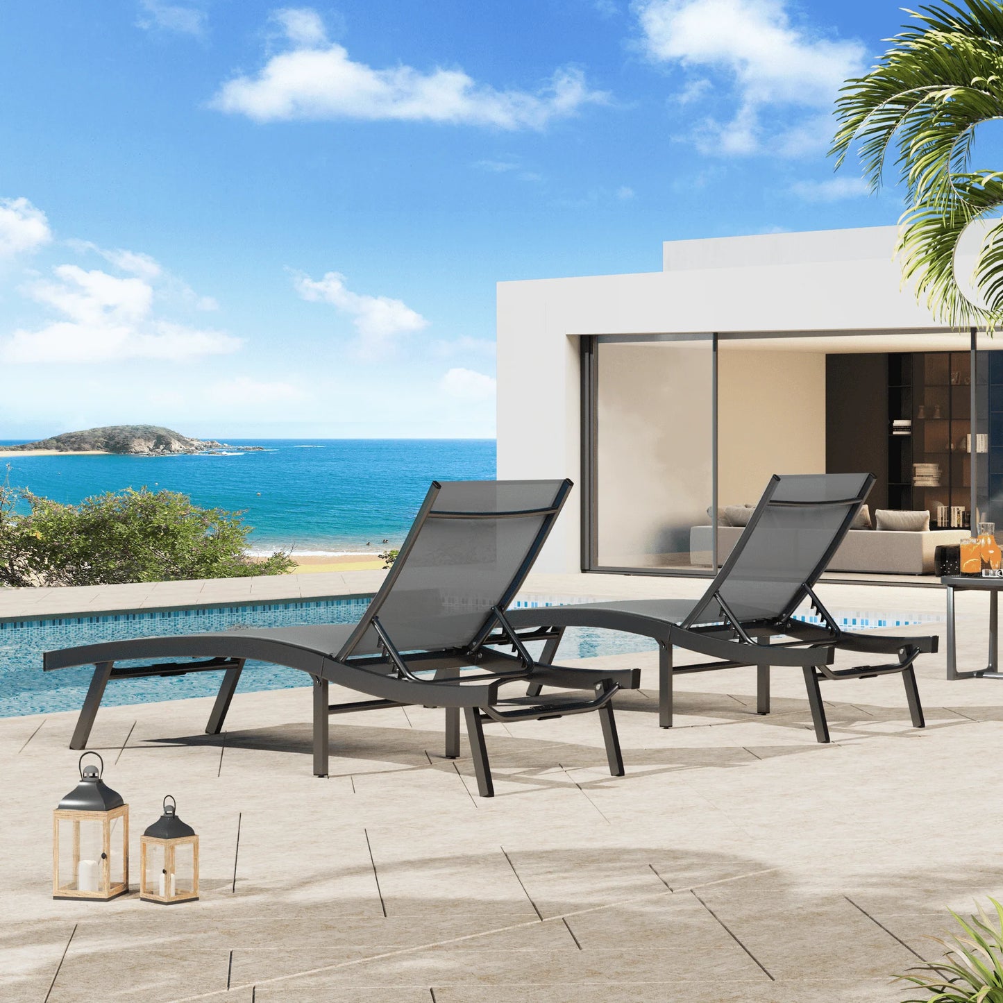 AECOJOY Outdoor Chaise Lounge, All Weather Pool Lounge Chairs Ergonomic Design (Dark Grey, 1 PCs) - Product image 8