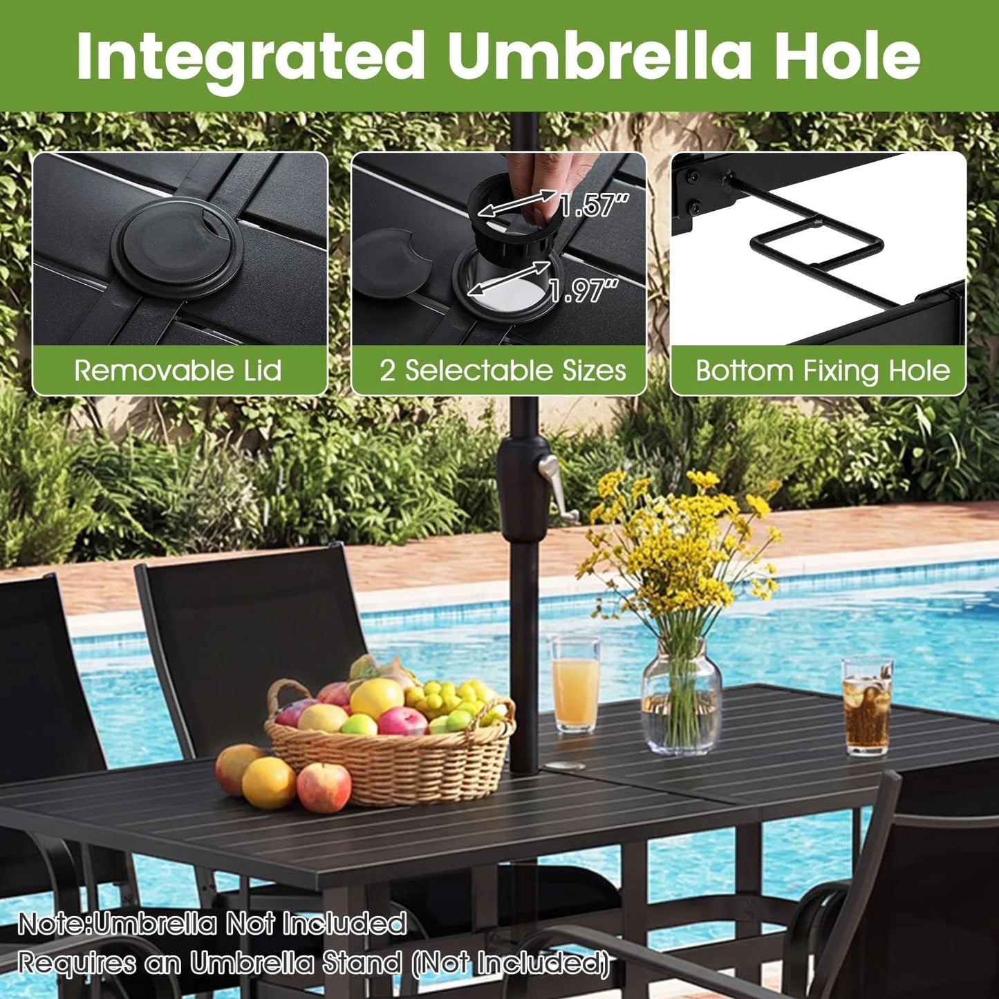 Tangkula 66" x 33" Metal Patio Dining Table for 6 - Product image 7