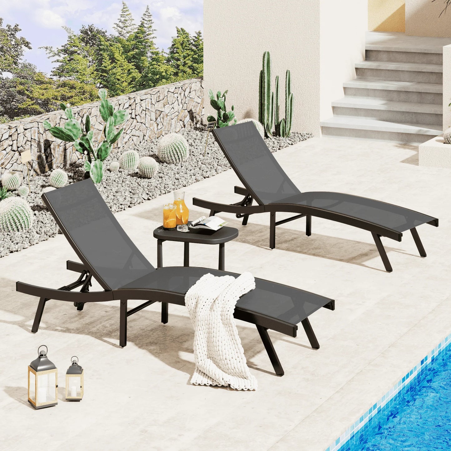 AECOJOY Outdoor Chaise Lounge, All Weather Pool Lounge Chairs Ergonomic Design (Dark Grey, 1 PCs) - Product image 5