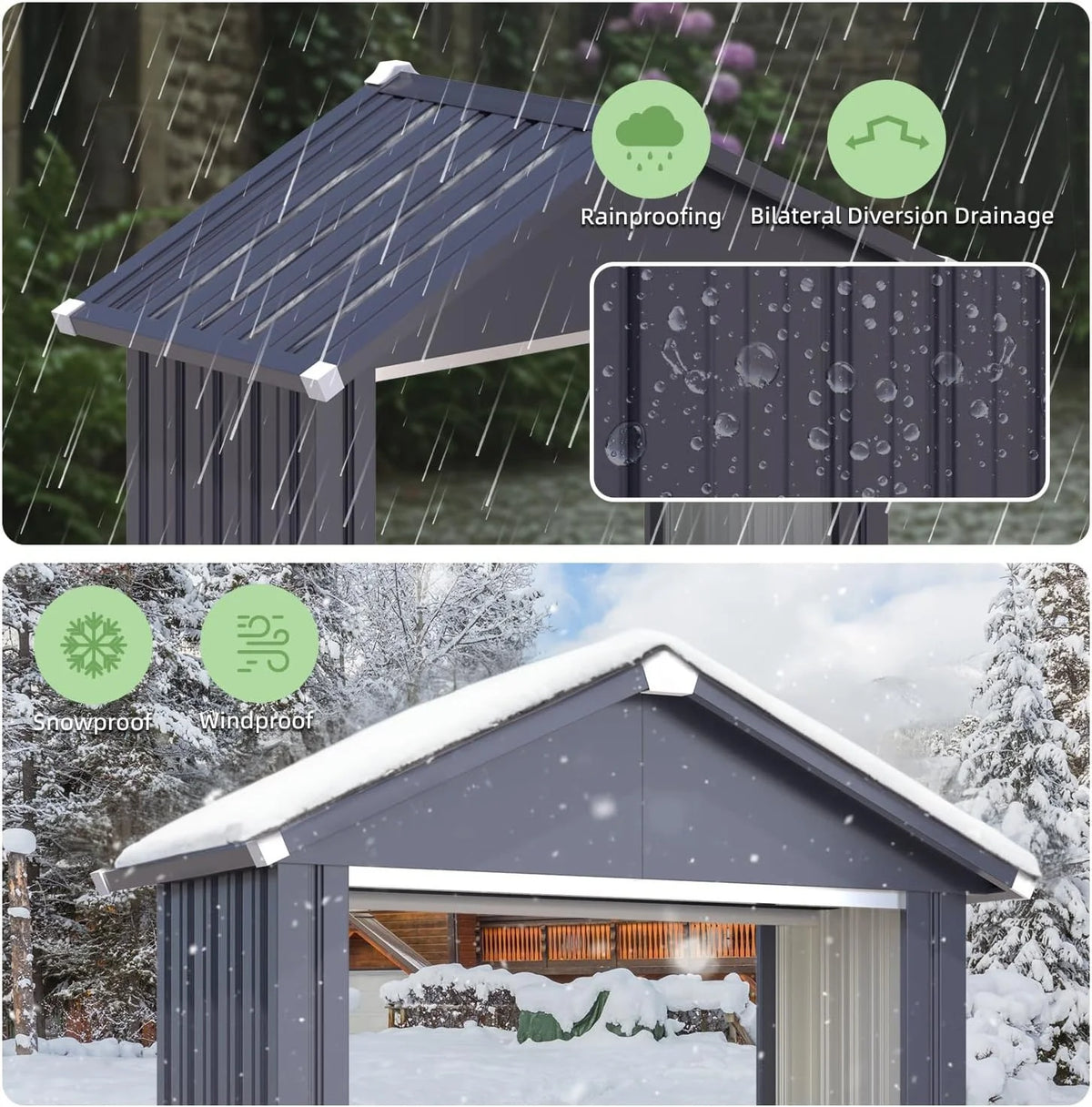 AECOJOY 5x2 Outdoor Storage Shed, Firewood Rack Waterproof Metal Tool Sheds - Product image 5