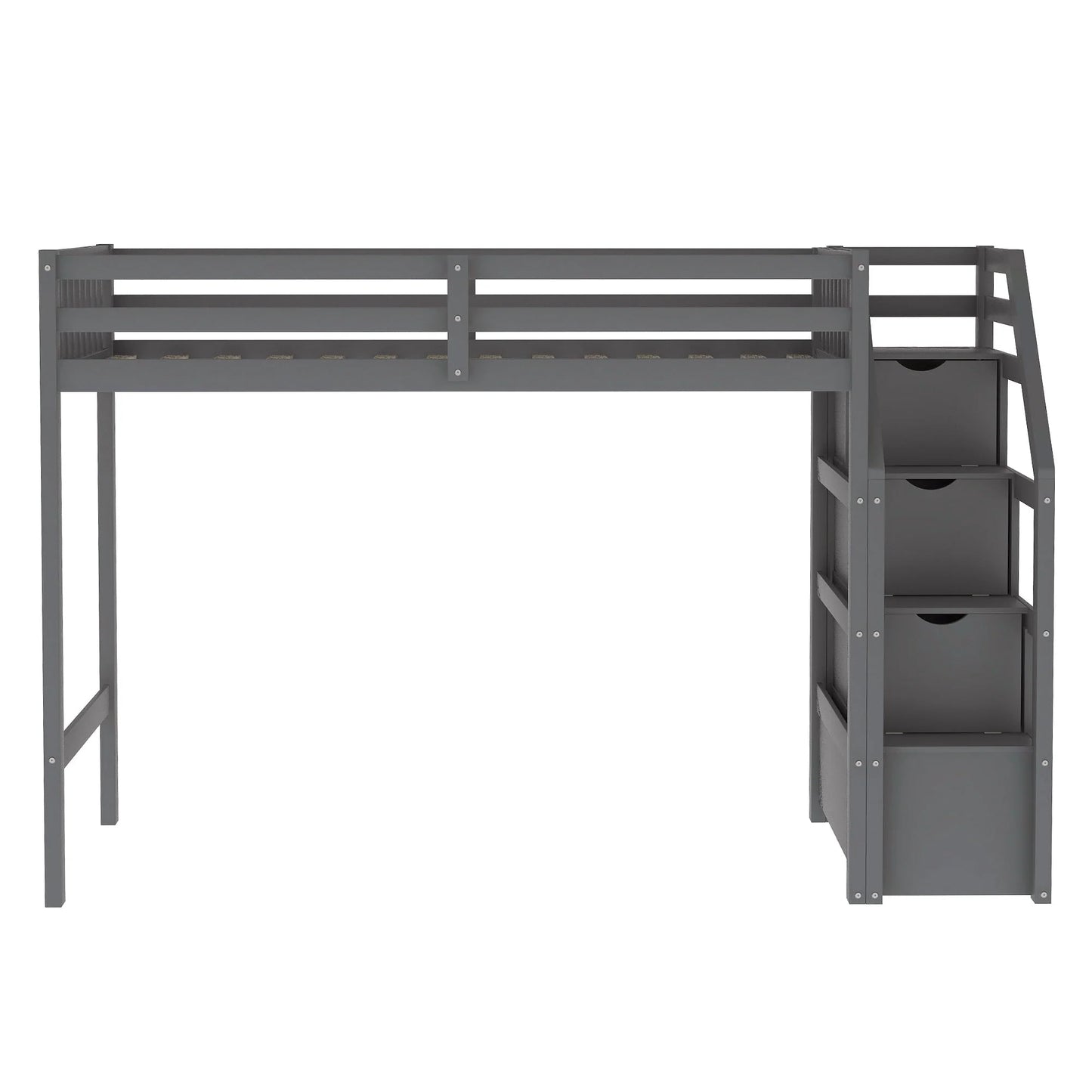 Euroco Wood Stairway Twin Loft Bed with Full Platform and Drawer - Product image 8
