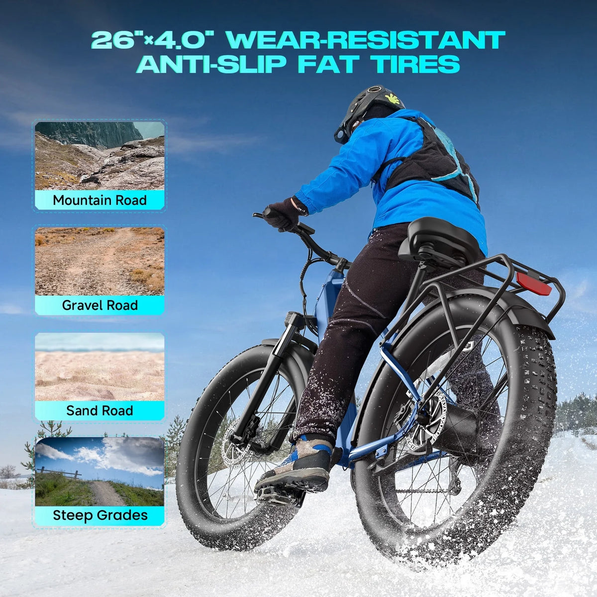 Gocio Electric Bike, 26"x4.0" Fat Tire E - Mountain Bike, Peak 1000W Motor - Product image 15