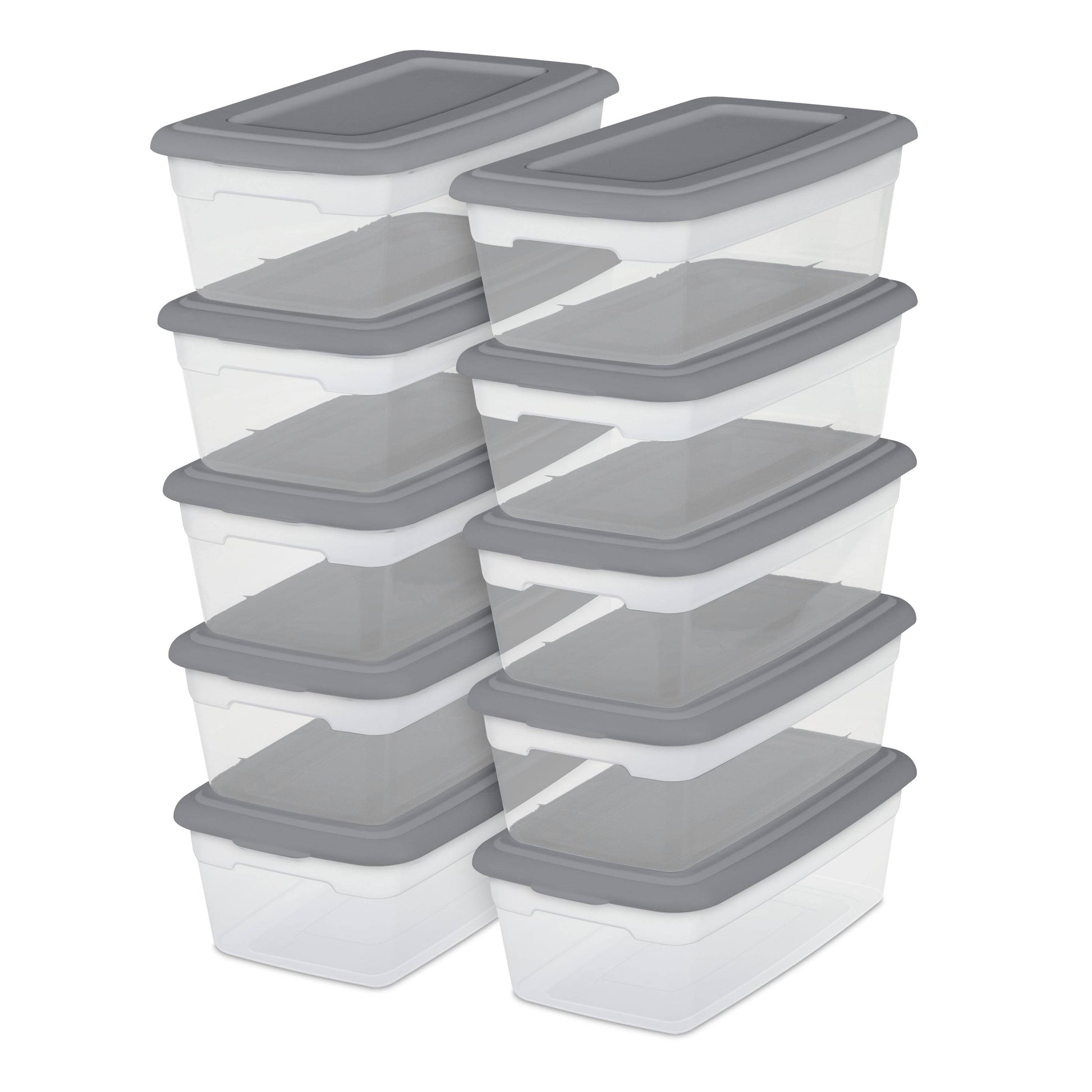 Sterilite Plastic Set of (10) 6 Qt. Storage Boxes Titanium - Product image 1