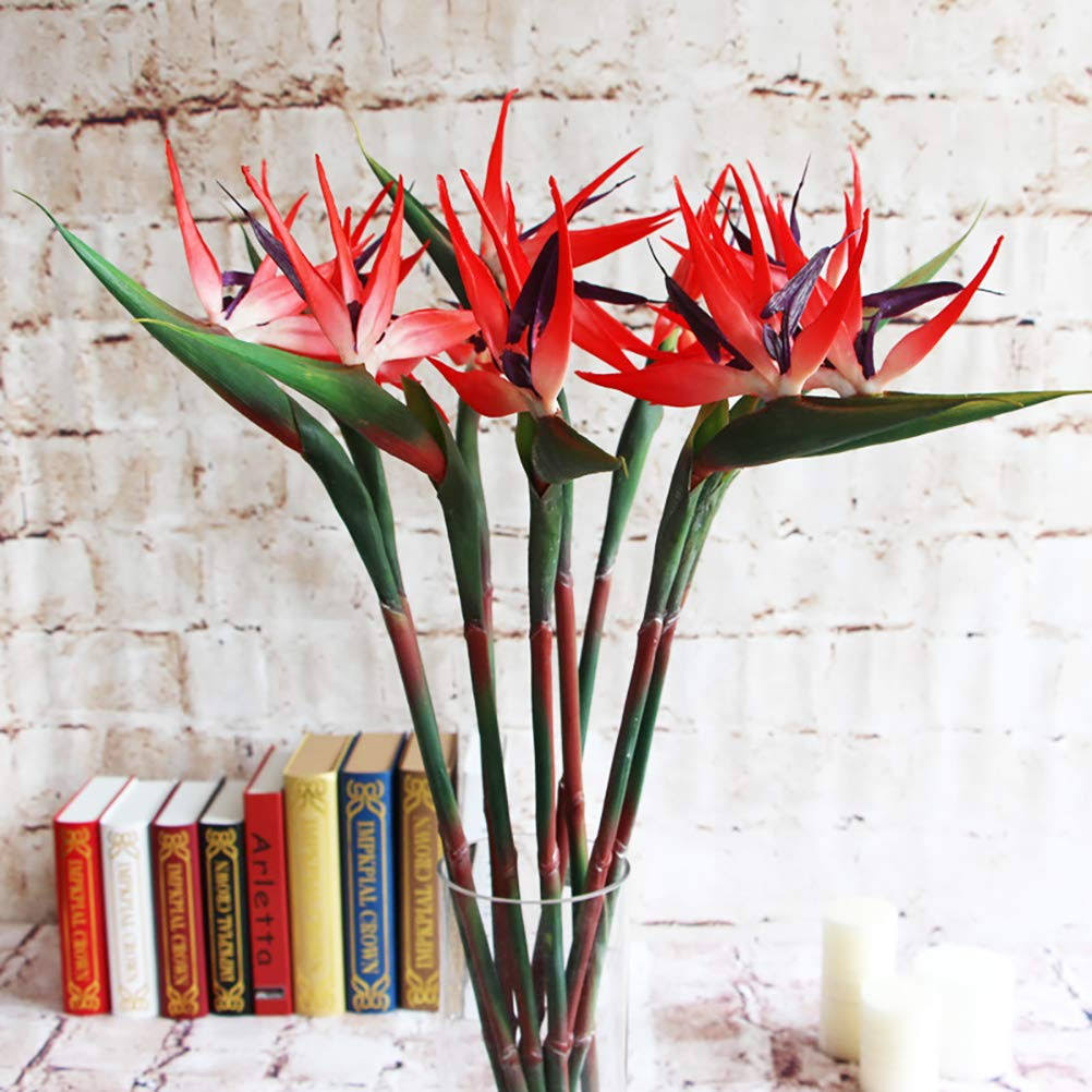 Warmter 32.5 inch Large Elegant Bird of Paradise Artificial Flower for Home Office 3 Pcs (Red) - Product image 1