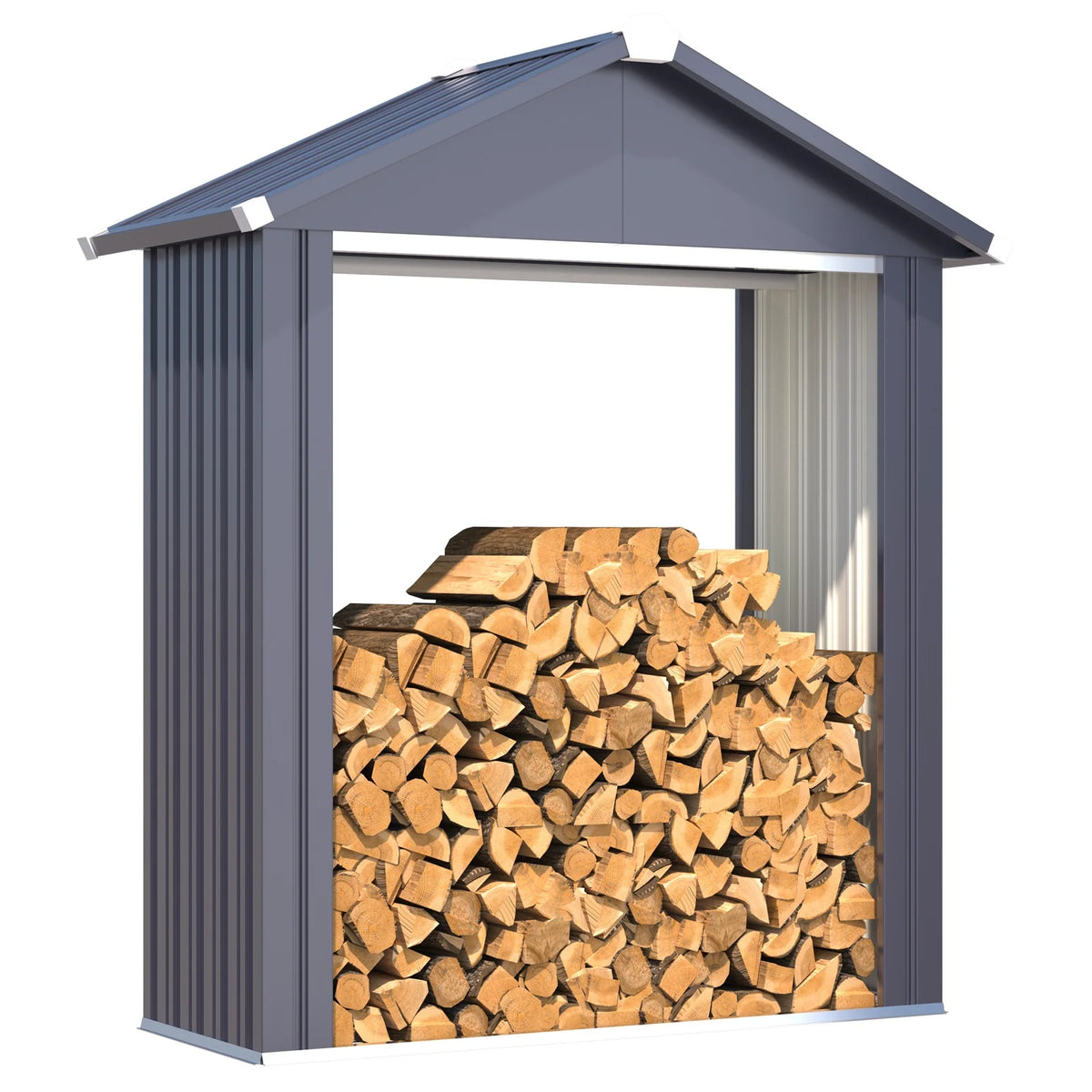 AECOJOY 5x2 Outdoor Storage Shed, Firewood Rack Waterproof Metal Tool Sheds - Product image 1