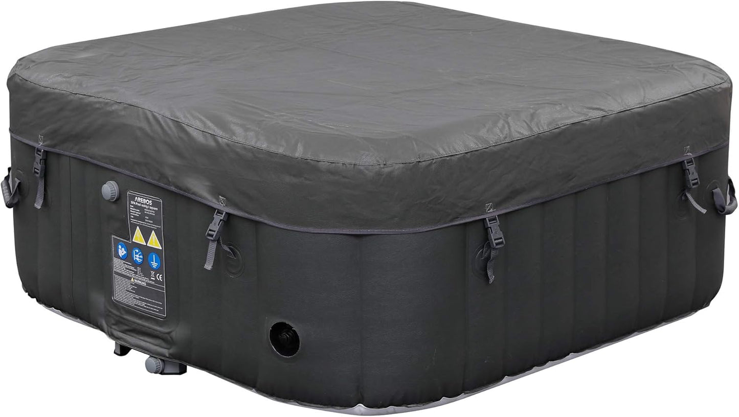 Arebos Inflatable Spa | for indoors and outdoors | 4 People | 154x154cm | 100 Massage Jets | Spa Well-being Heating | Square Inflatable Massage | 600 liters