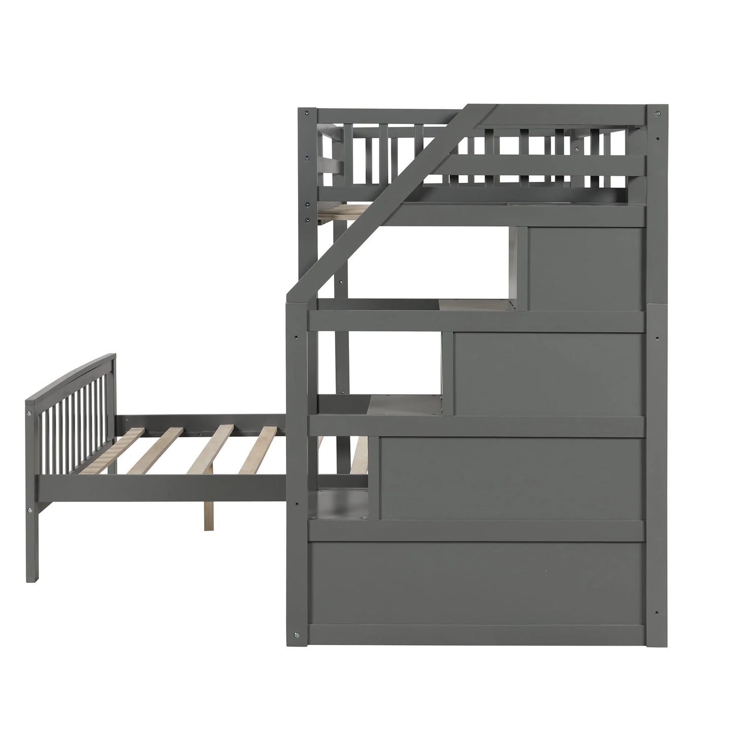 Euroco Wood Stairway Twin Loft Bed with Full Platform and Drawer - Product image 10