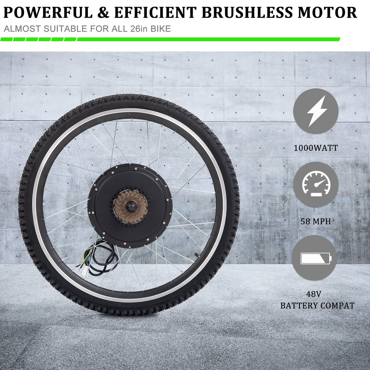 Ktaxon 48V 1000W Electric Bicycle Motor Kit, 26" Front Wheel E - Bike Conversion Kit W/ LCD Display - Product image 16