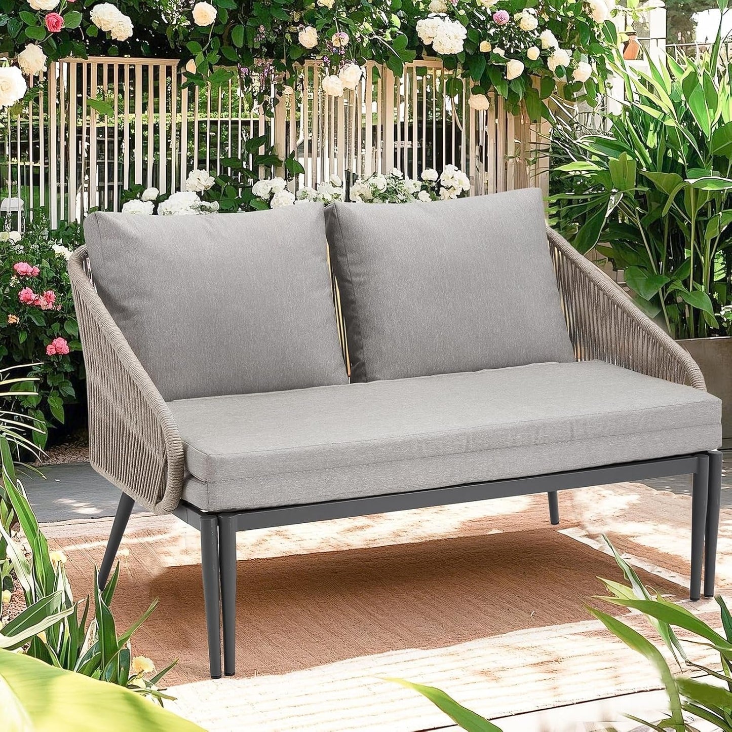 AECOJOY Outdoor Double Chaise Lounge Chair, Convertible Patio Loveseat Sofa Couch with Cushions - Product image 14