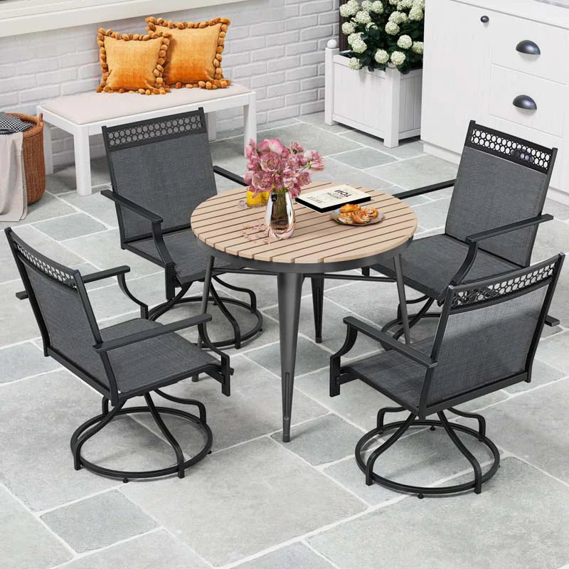 Outdoor Swivel Dining Chairs Set of 2/4 with Quick-Drying Fabric & Metal Frame - Product image 15