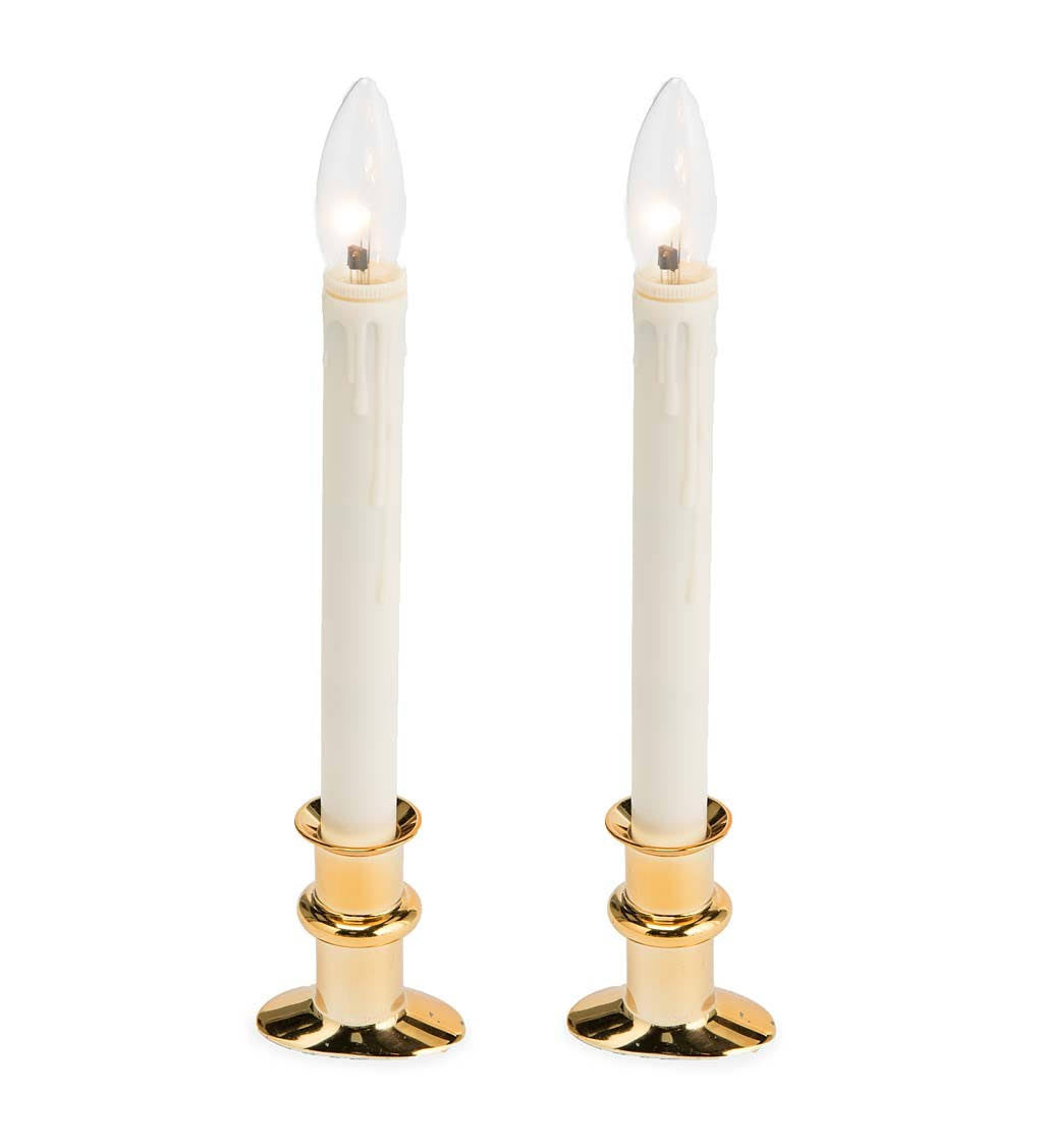 Plow & Hearth Adjustable Window Hugger Candles - Brass - Set of 2 - Product image 1