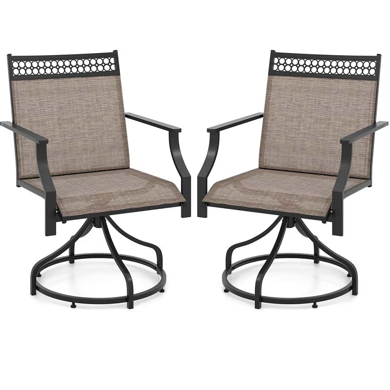 Outdoor Swivel Dining Chairs Set of 2/4 with Quick-Drying Fabric & Metal Frame - Product image 1