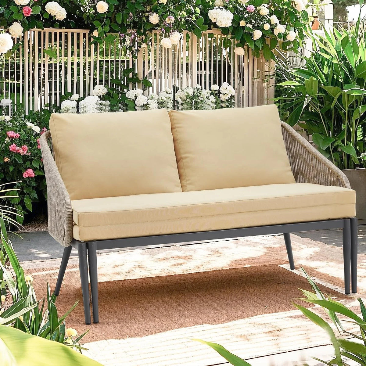 AECOJOY Outdoor Double Chaise Lounge Chair, Convertible Patio Loveseat Sofa Couch with Cushions - Product image 8
