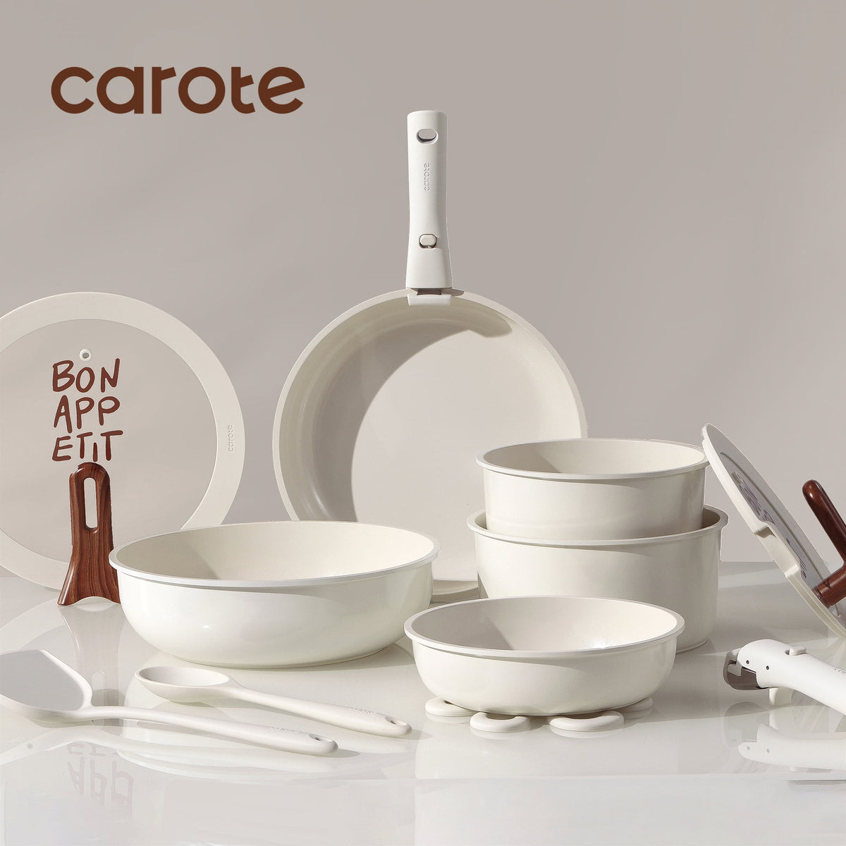 Carote 18 Pcs Ceramic Nonstick Cookware Set, Pots and Pans Set with Detachable Handles - Product image 8