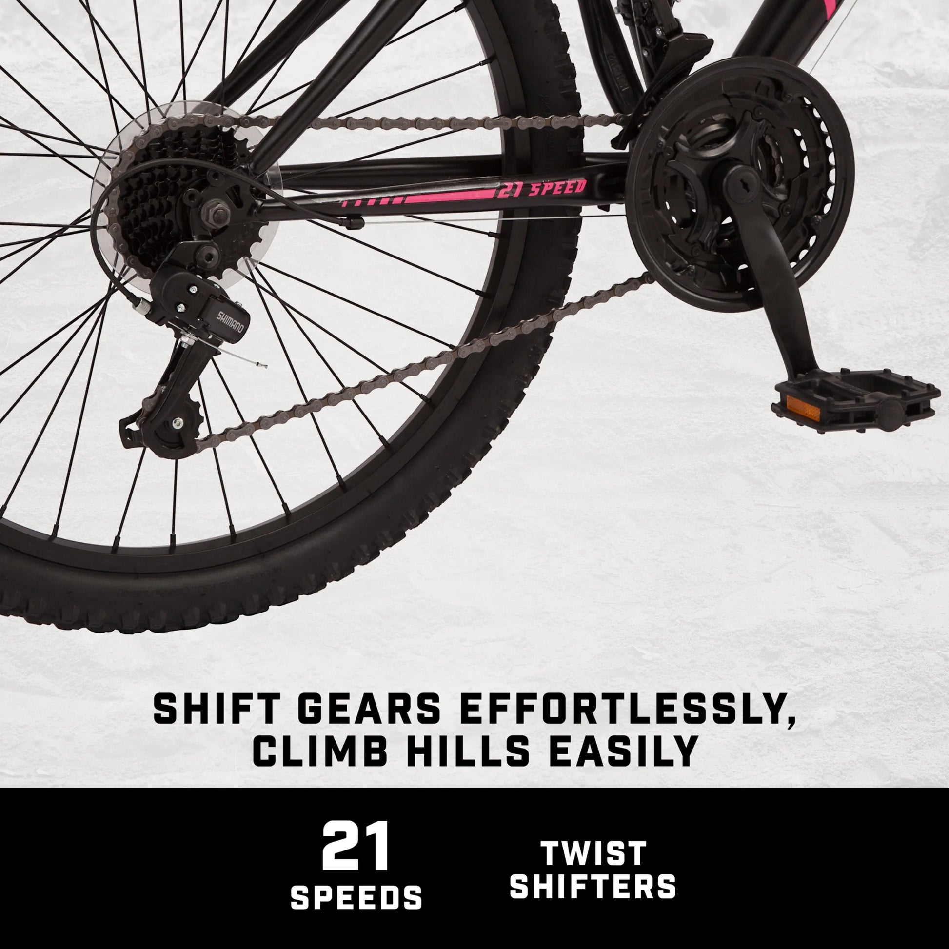 Mongoose 24 - In. Excursion Unisex Mountain Bike, Black, 21 Speeds - Product image 3