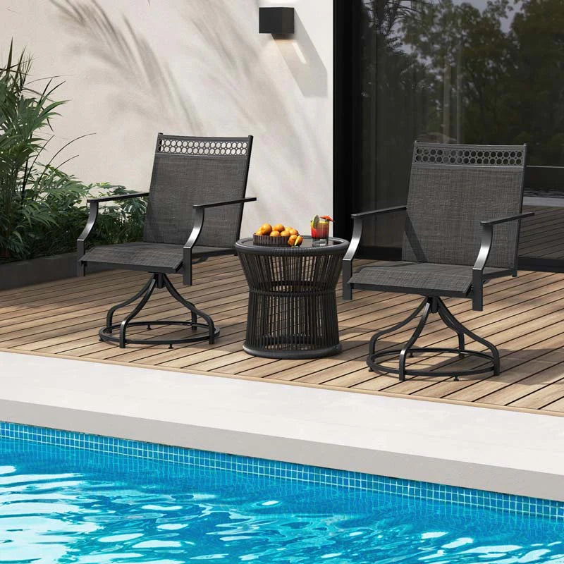 Outdoor Swivel Dining Chairs Set of 2/4 with Quick-Drying Fabric & Metal Frame - Product image 16
