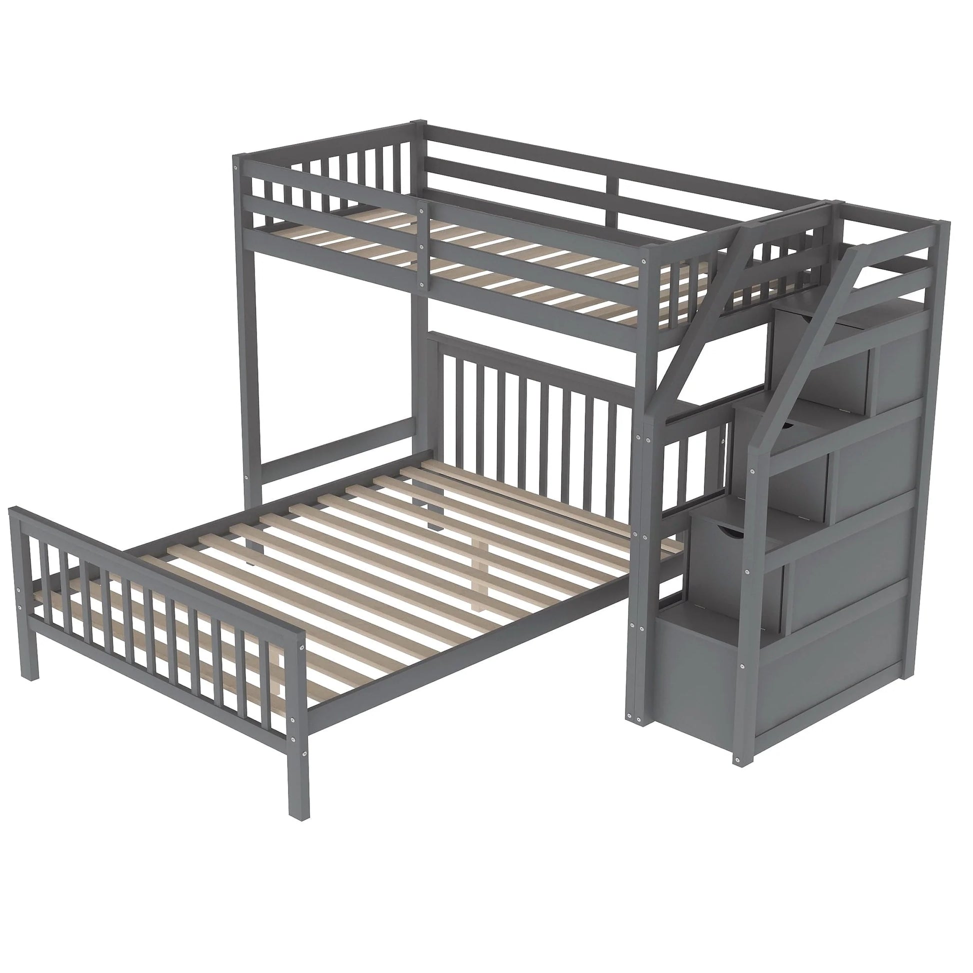 Euroco Wood Stairway Twin Loft Bed with Full Platform and Drawer - Product image 6
