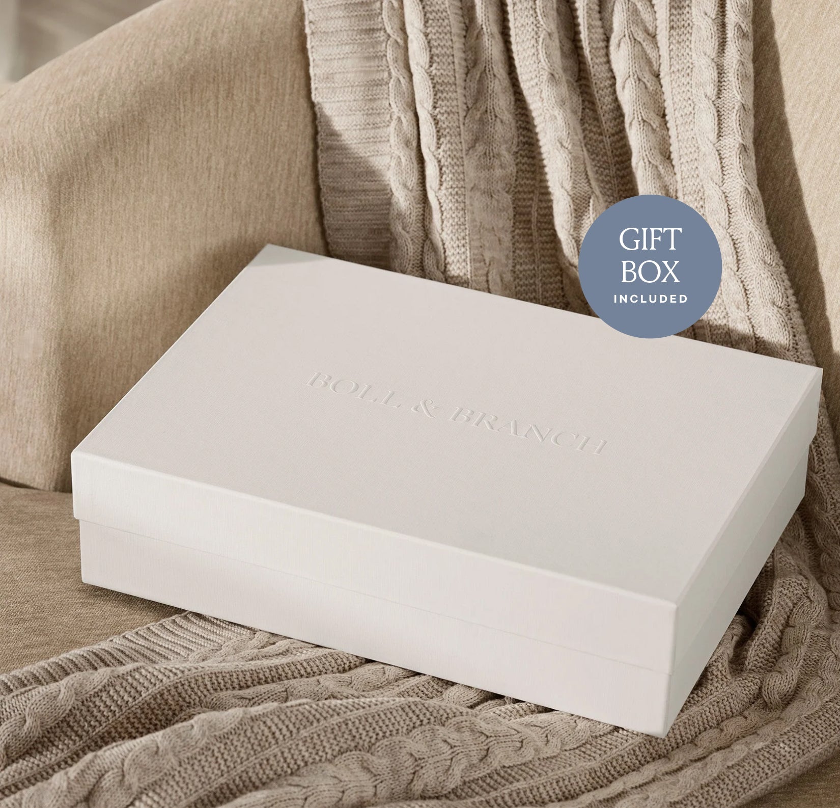 White gift box that sheet sets come in